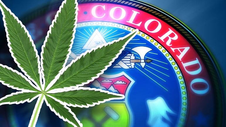 Colorado seal with cannabis leaf